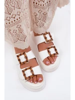 Eko Kožené Sandály Dámské Na Platformě S Přezkami Bílé model 21699634 - Boto Eko Kožené Sandály Dámské Na Platformě S Přezkami Bílé model 21699634 - Boto