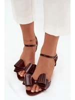 Lakierowane Sandały Na Szpilce Z Kokardą Czekoladowe Noliva Lakierowane Sandały Na Szpilce Z Kokardą Czekoladowe Noliva