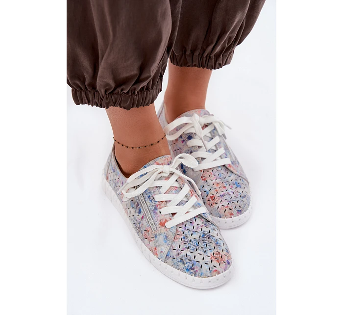 polobotky z přírodního semiše stříbrné model 22101181 - EVENTO