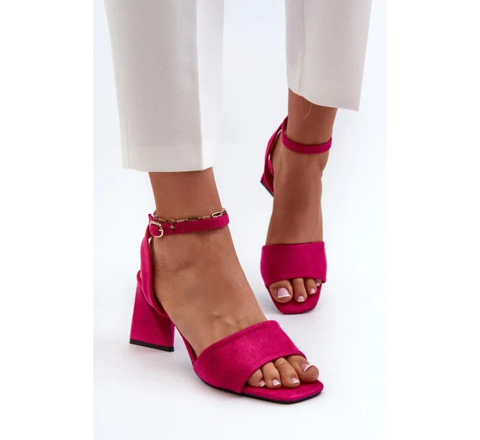 Dámske sandále na vysokom podpätku z eko semišu Fuchsia Upttima Dámske sandále na vysokom podpätku z eko semišu Fuchsia Upttima