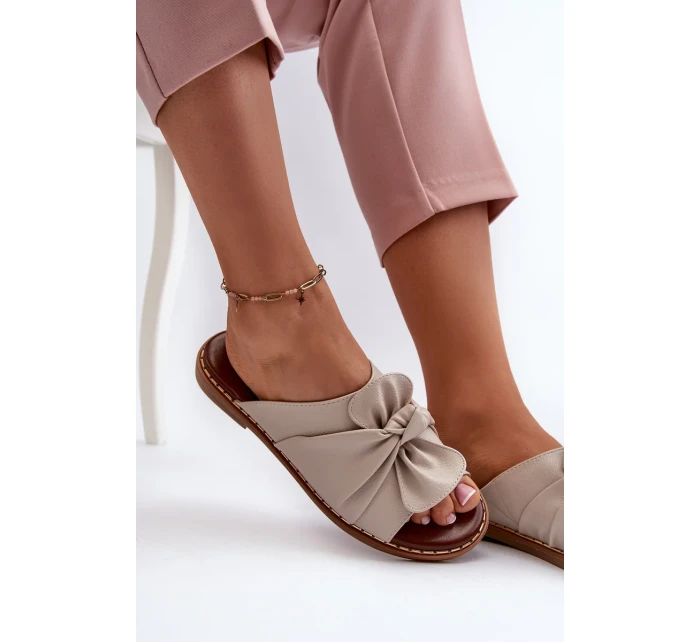 Dámske ploché papuče na podpätku Beige Nelvira