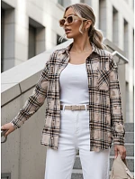 Dámska kockovaná košeľa DY0485 béžovo-čierna - FashionStreet