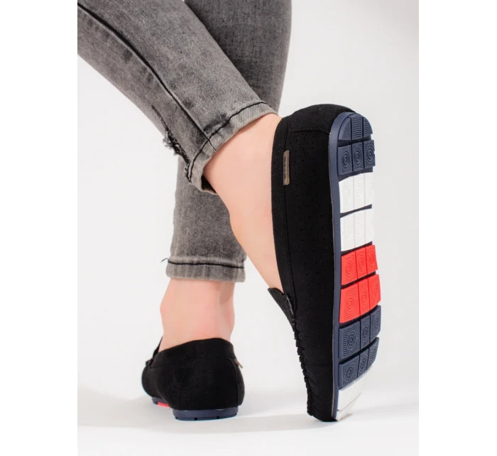 Komfortní mokasíny dámské černé bez podpatku Komfortní mokasíny dámské černé bez podpatku