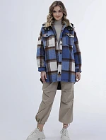 Dámska kockovaná modrá košeľová bunda (AG3-1813)