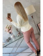 Dvojvrstvové velúrové nohavice tmavo ružové