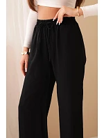 Viskózové kalhoty se širokými nohavicemi černý