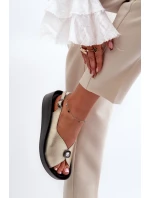 Dámske kožené sandále na klinoch a platforme S.Barski Gold Dámske kožené sandále na klinoch a platforme S.Barski Gold