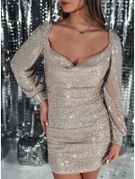 Flitrové mini šaty TWINKLE TWIST béžové FashionStreet EY2556 Flitrové mini šaty TWINKLE TWIST béžové FashionStreet EY2556