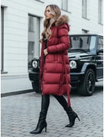 Dámská prošívaná zimní bunda s kožešinou červená Dstreet model 21990861 - FashionStreet