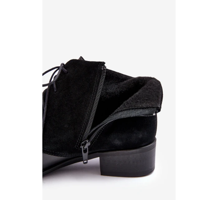 Modne Damskie Sznurowane Botki Czarne Kefora Modne Damskie Sznurowane Botki Czarne Kefora