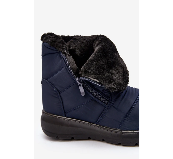 Dámské zimní boty na zip s kožešinou modré model 21644806 - Boto