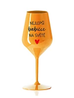 NEJLEPŠÍ BABIČCE NA SVĚTĚ - oranžová nerozbitná sklenice na víno 470 ml