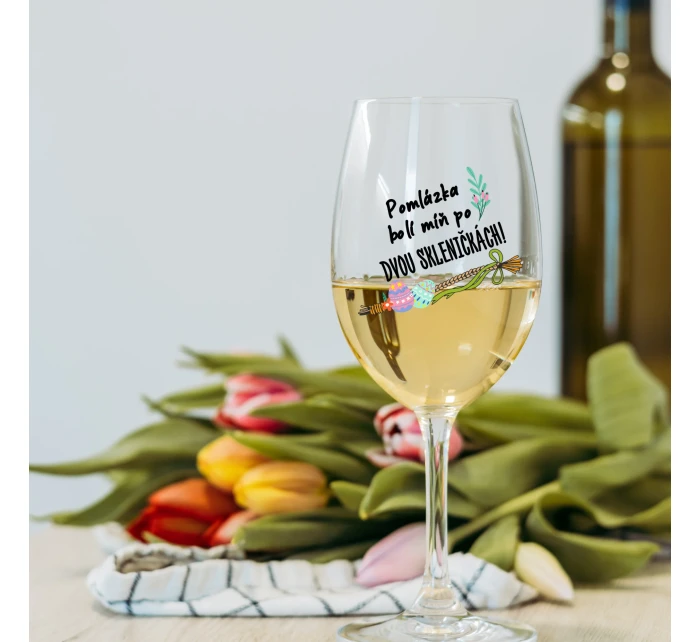POMLÁZKA BOLÍ MÍŇ PO DVOU SKLENIČKÁCH! - čirá sklenice na víno 350 ml