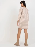 Dámske šaty LO SK LK 259.08 Béžová s bielou - Rue Paris