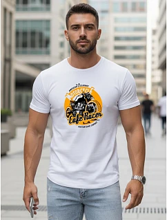 Pánske biele tričko s potlačou FashionStreet NX5095R