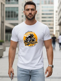 Pánske biele tričko s potlačou FashionStreet NX5095R