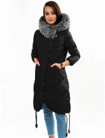 Černá dlouhá zimní bunda s kapucí model 21241716 - Libland