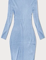 Šaty v tvare ceruzky s rolákom modré (MM98015)