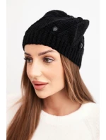 Dámska zimná čiapka z vlny s ozdobnými kryštálmi K461 čierna Dámska zimná čiapka z vlny s ozdobnými kryštálmi K461 čierna