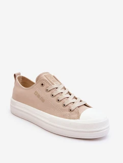 Niskie Sznurowane Tenisówki Big Star LL274969 Beżowe