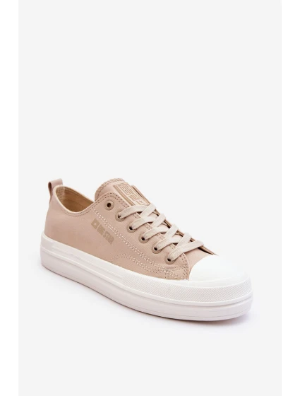Niskie Sznurowane Tenisówki Big Star LL274969 Beżowe
