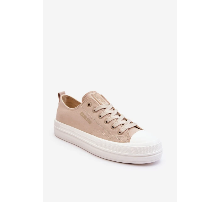 Niskie Sznurowane Tenisówki Big Star LL274969 Beżowe