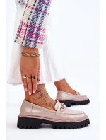 Lakierowane Mokasyny Na Platformie Beżowe Ronin