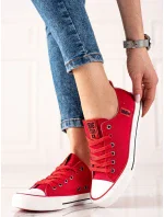 Zaujímavé dámske tenisky červené bez podpätku