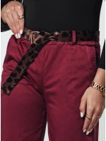 Dámské kalhoty v jedné velikosti s páskem vínové Dstreet model 21981960 - FashionStreet