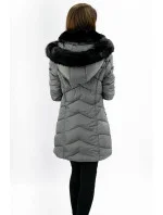 Šedá dámska prešívaná zimná bunda s kapucňou (w732) Šedá dámska prešívaná zimná bunda s kapucňou (w732)