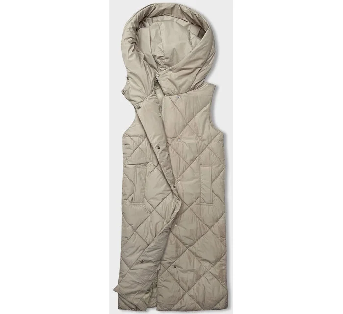 Svetlo béžová dlhá dámska oversize vesta (5M3165-62)