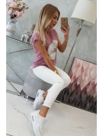 Tmavě růžová halenka s potiskem rtů