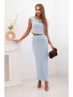 Dámský komplet s sponou a sukní modrý model 21043824 - K-Fashion Dámský komplet s sponou a sukní modrý model 21043824 - K-Fashion