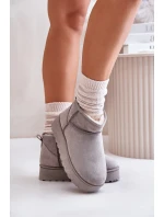 Dámské Sněhule Na Platformě Zateplené Kožíškem Šedé model 21672076 - Boto