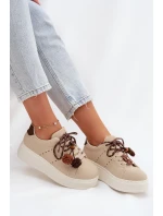Dámské tenisky na platformě s ozdobnými béžové model 21919545 - Boto