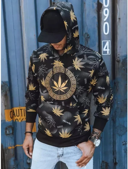 Pánska mikina s potlačou čierna FashionStreet BX5318