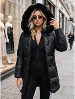 Dámska zimná prešívaná bunda s kapucňou, čierna, FashionStreet TY5738 Dámska zimná prešívaná bunda s kapucňou, čierna, FashionStreet TY5738