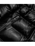 Čierno-červená dámska prešívaná bunda s kapucňou (xw817x) Čierno-červená dámska prešívaná bunda s kapucňou (xw817x)