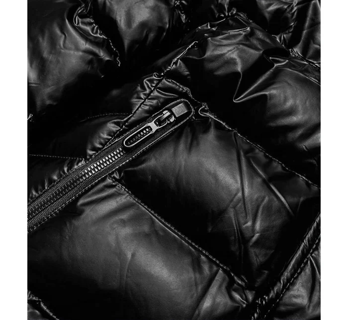 Čierno-červená dámska prešívaná bunda s kapucňou (xw817x) Čierno-červená dámska prešívaná bunda s kapucňou (xw817x)