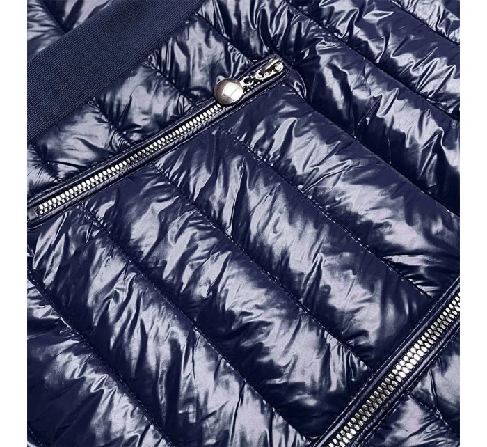 Tmavomodrá dámska lesklá bunda (7210-99) Tmavomodrá dámska lesklá bunda (7210-99)