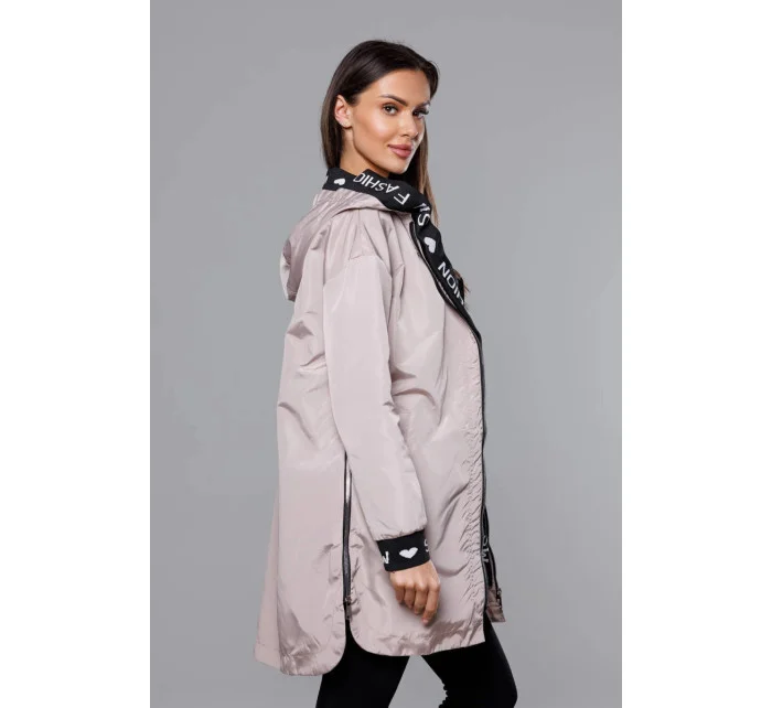 Dámska tenká bunda s kakaovým lemovaním (B8145-51)