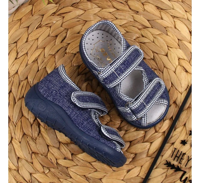 Chlapčenské domáce papuče sandále tmavomodré Nazo