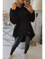 Zateplená mikina s dlouhými zády a kapucí černá