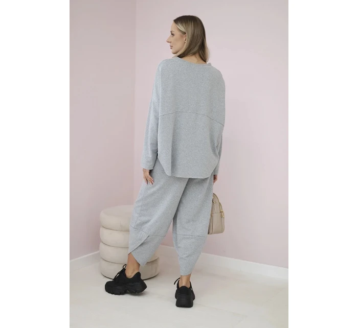 Bavlněná mikina kalhoty set šedá Bavlněná mikina kalhoty set šedá