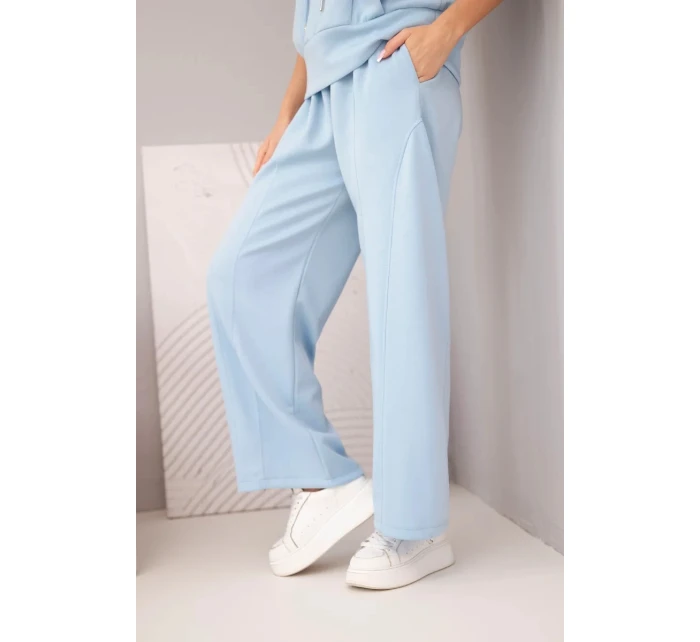 Dámská máslová souprava mikina s kapucí a volné kalhoty se šňůrkou modrá