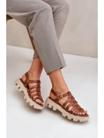 Skórzane Sandały Damskie Zazoo 3695 Camel Skórzane Sandały Damskie Zazoo 3695 Camel