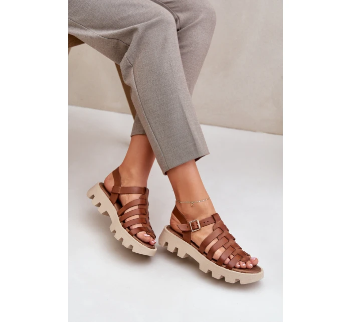 Skórzane Sandały Damskie Zazoo 3695 Camel Skórzane Sandały Damskie Zazoo 3695 Camel