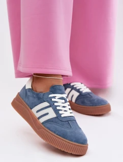 Dámské tenisky z přírodního semiše modré model 22027724 - EVENTO