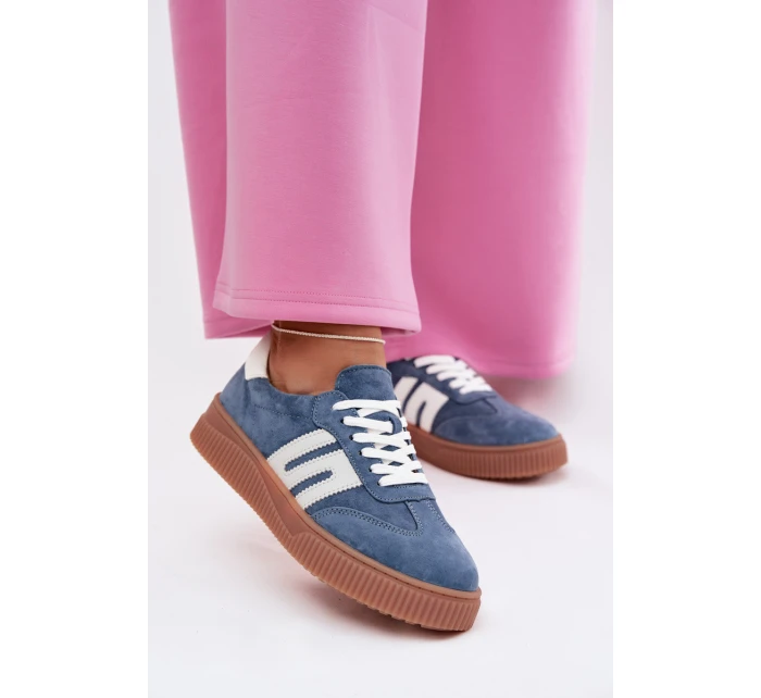 Dámské tenisky z přírodního semiše modré model 22027724 - EVENTO