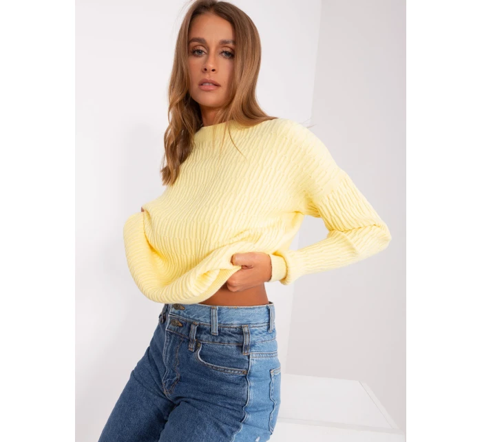 Sweter AT SW model 18895586 jasny żółty - FPrice Sweter AT SW model 18895586 jasny żółty - FPrice